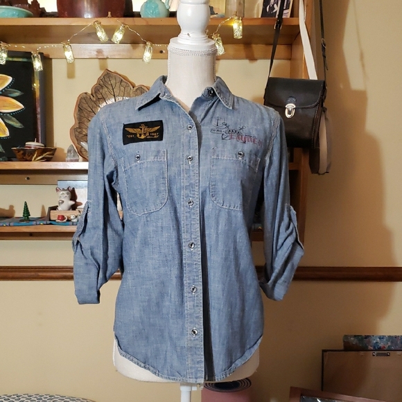 Ralph Lauren  Blue Denim Button-Up Shirt - Picture 2 of 8